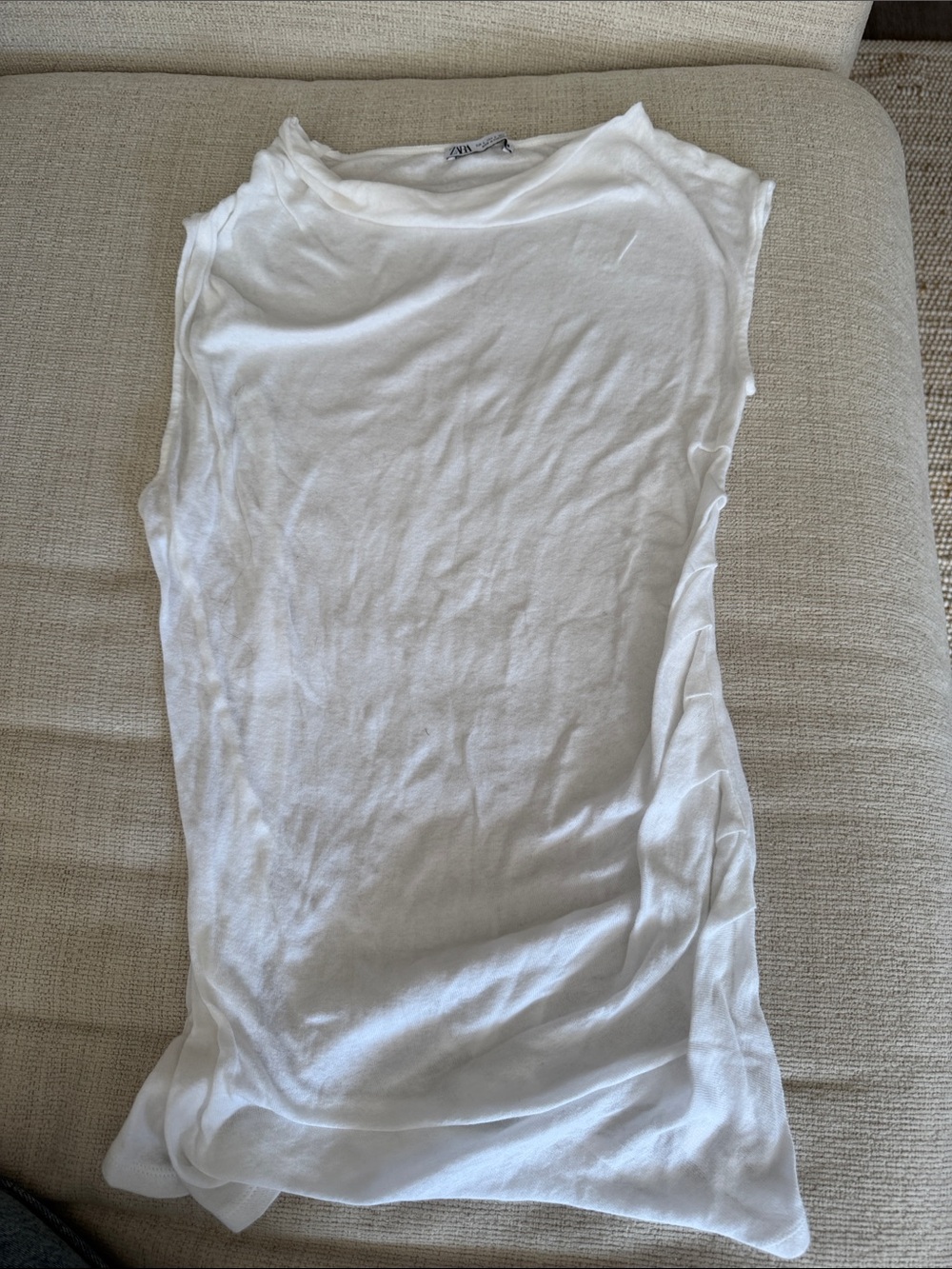 White Zara Sleeveless Mesh Women’s Mockneck